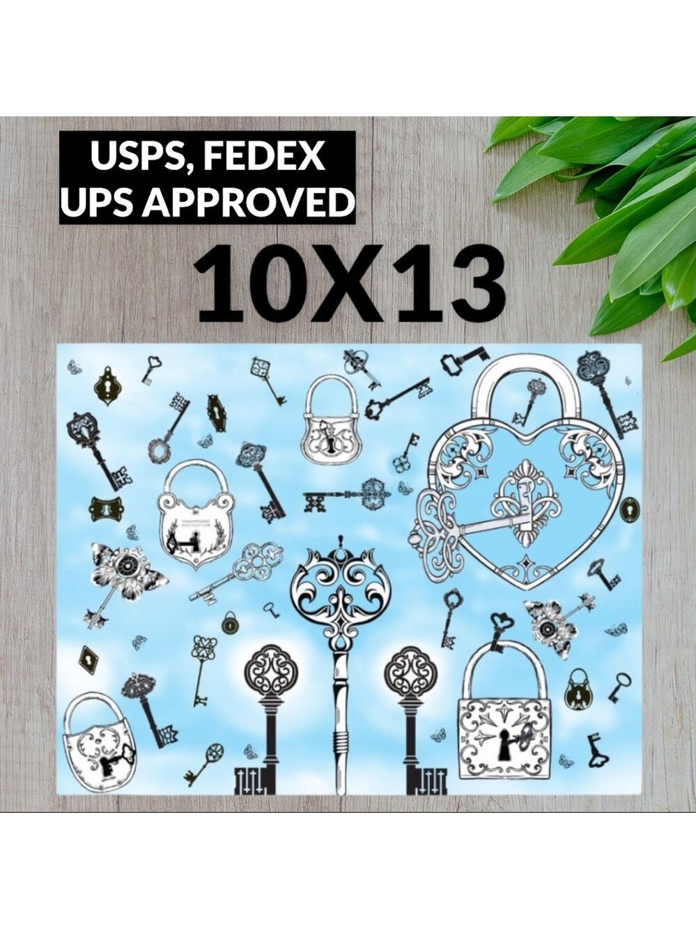 25 10X13 Poly Mailers Skeleton Key and Padlocks Shipping Envelopes PRICE IS FIRM - Picture 10 of 11